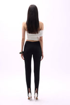 Heel Detail Black Leggings