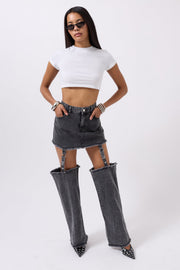 Leggings Detail High Waist Black Jeans