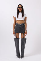 Legging Detail High Waist Black Jeans