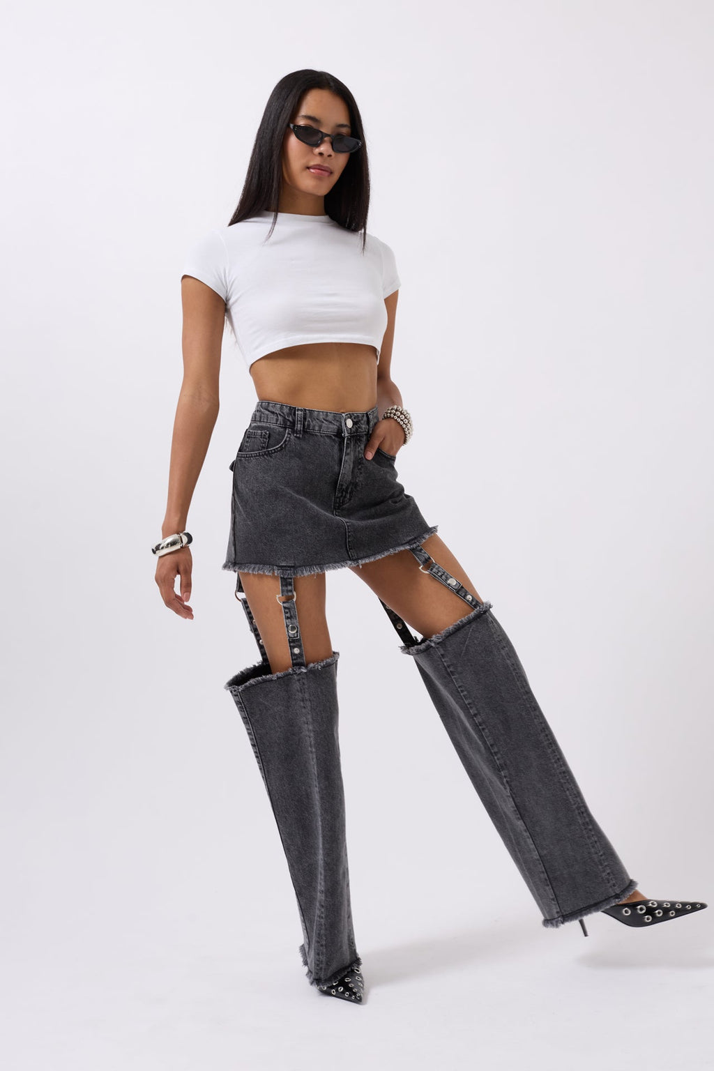 Legging Detail High Waist Black Jeans