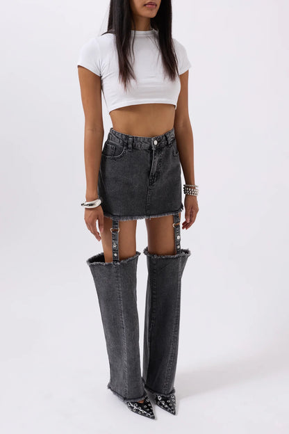 Leggings Detail High Waist Black Jeans + Crop