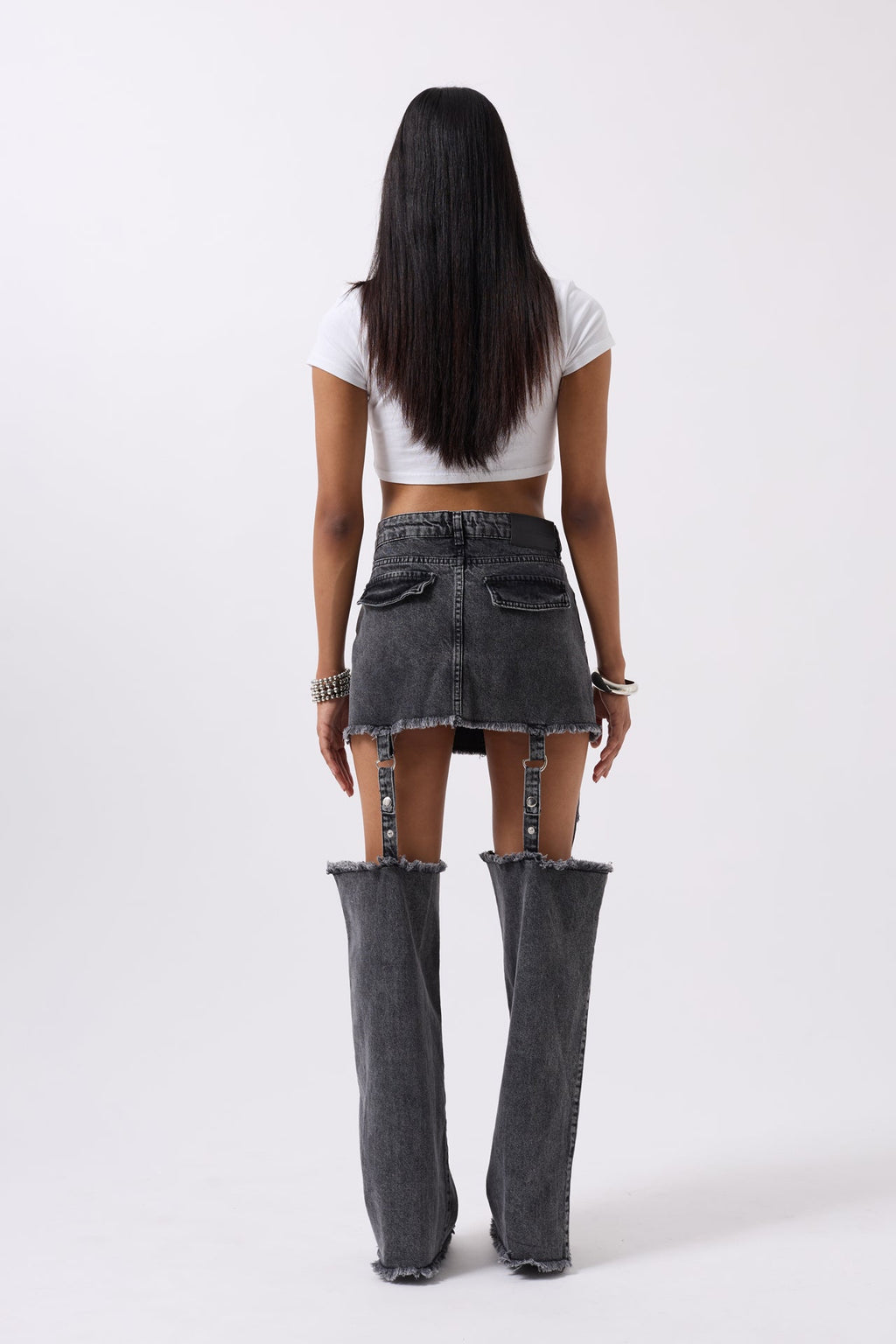 Legging Detail High Waist Black Jeans