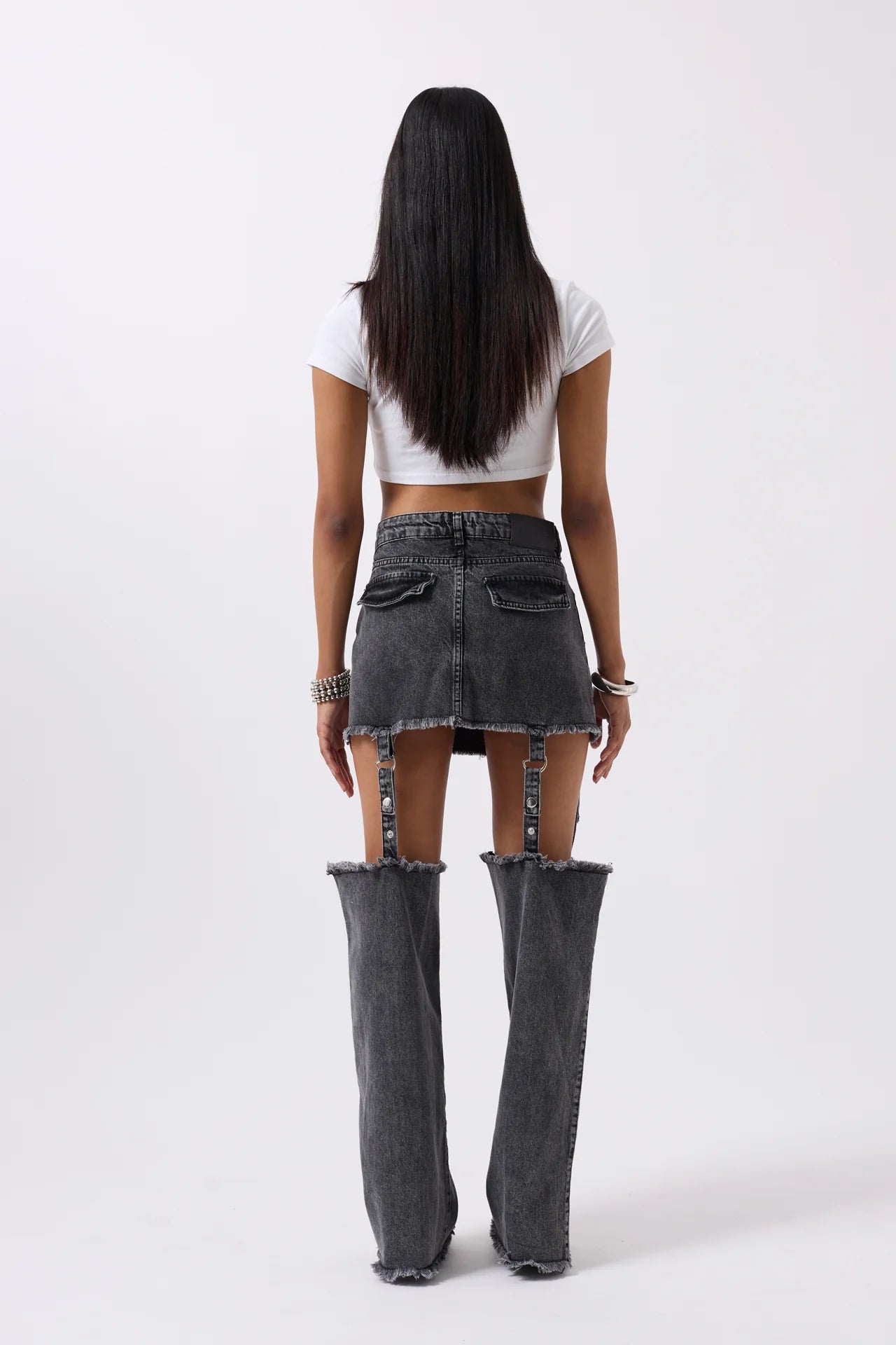 Leggings Detail High Waist Black Jeans + Crop