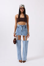 Legging Detail High Waist Blue Jeans