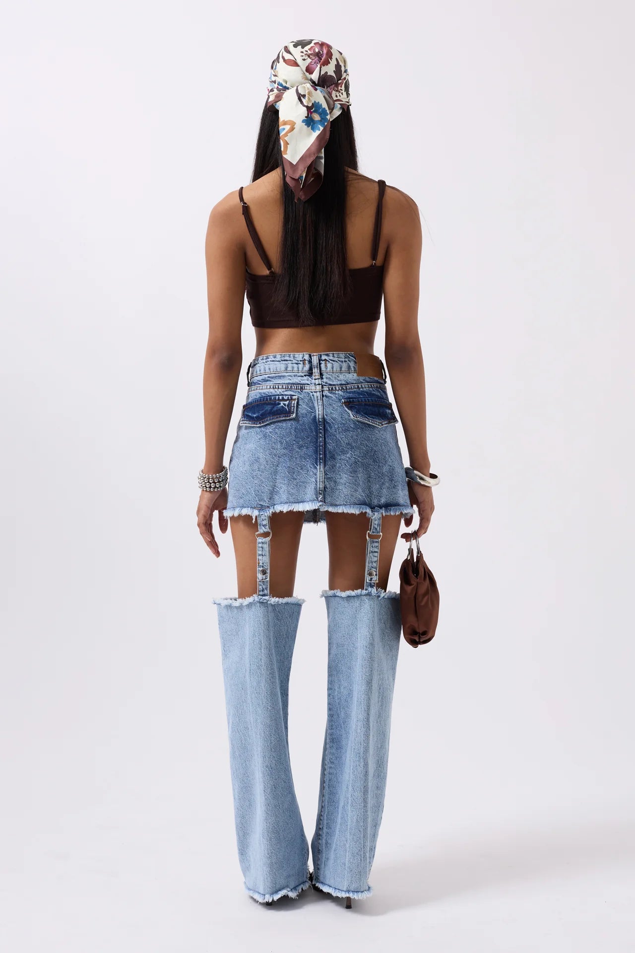Leggings Detail High Waist Blue Jeans + Crop