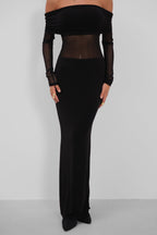 Transparent Detailed Staplez Maxi Black Dress