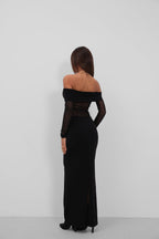 Transparent Detailed Staplez Maxi Black Dress