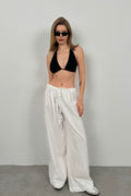 Tunnel Detail Voile White Pants