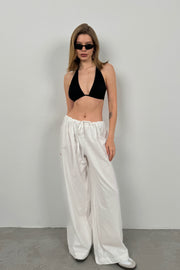 Tunnel Detail Voile White Trousers
