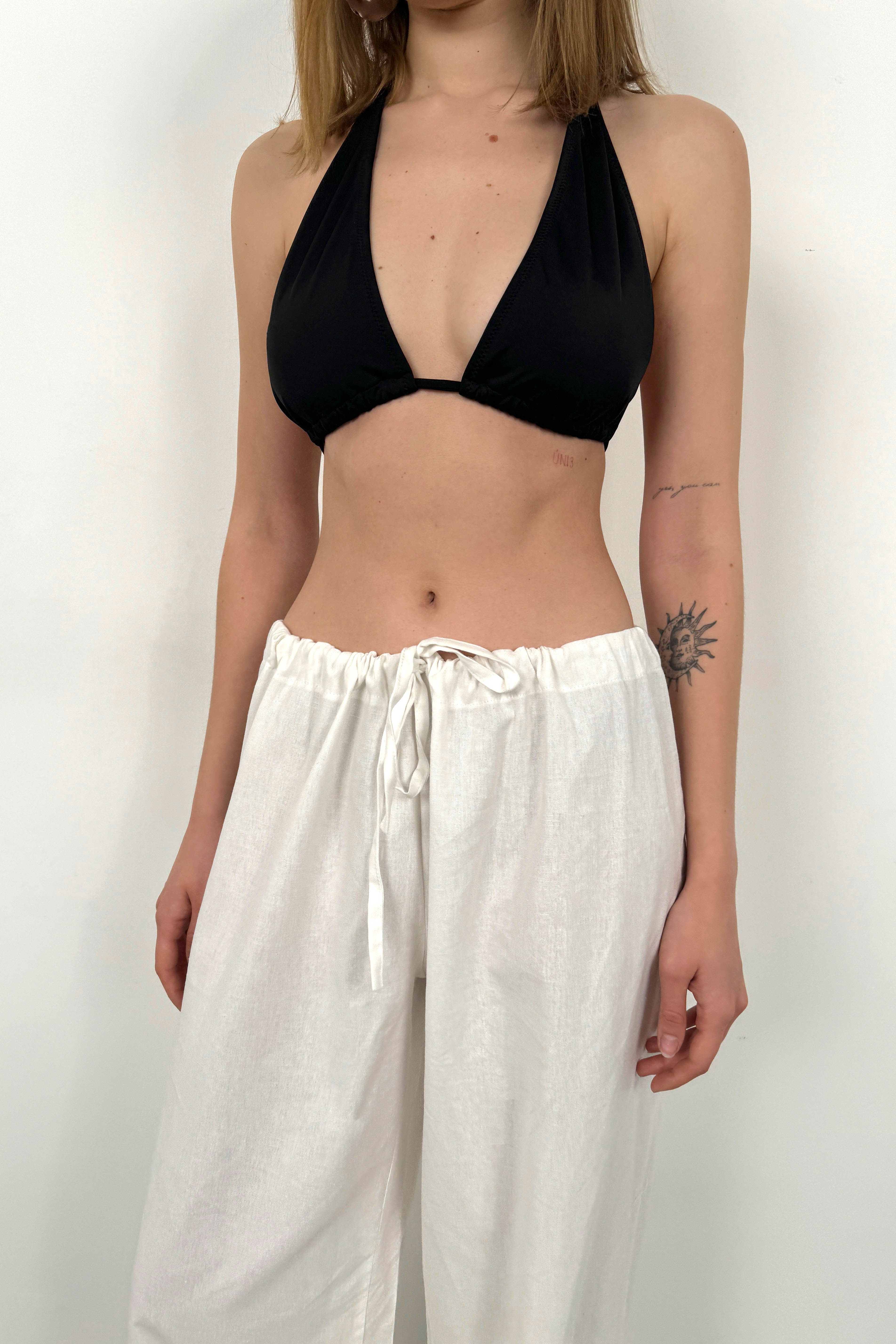 Tunnel Detail Voile White Pants