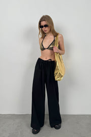 Tunnel Detail Voile Black Trousers