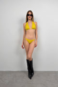 Triangle Ruched Yellow Bikini Set