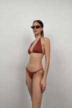 Triangle Ruched Brown Bikini Set