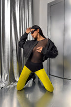 Long Sleeve Tulle Black Blouse