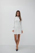 Long Sleeve Evaze White Dress