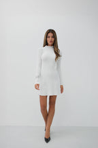 Long Sleeve Evaze White Dress