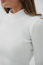Long Sleeve Evaze White Dress