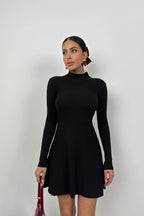 Long Sleeve A-Line Black Dress