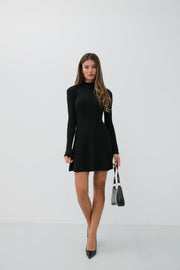 Long Sleeve A-Line Black Dress