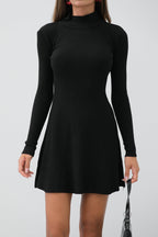 Long Sleeve A-Line Black Dress