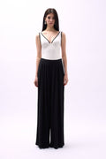 V-Neck Piping Detail White Bodysuit
