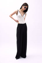 V-Neck Piping Detail White Bodysuit