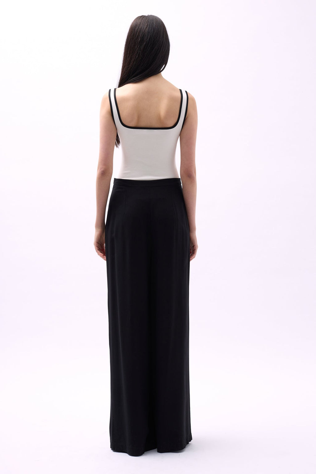 V-Neck Piping Detail White Bodysuit
