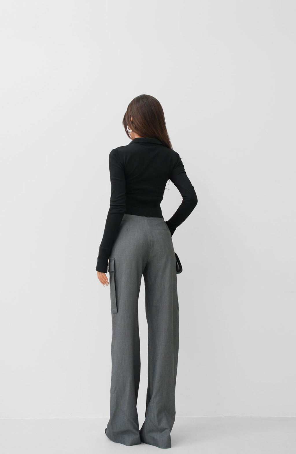 V Neck Korsaj Detay Black Knit Blouse