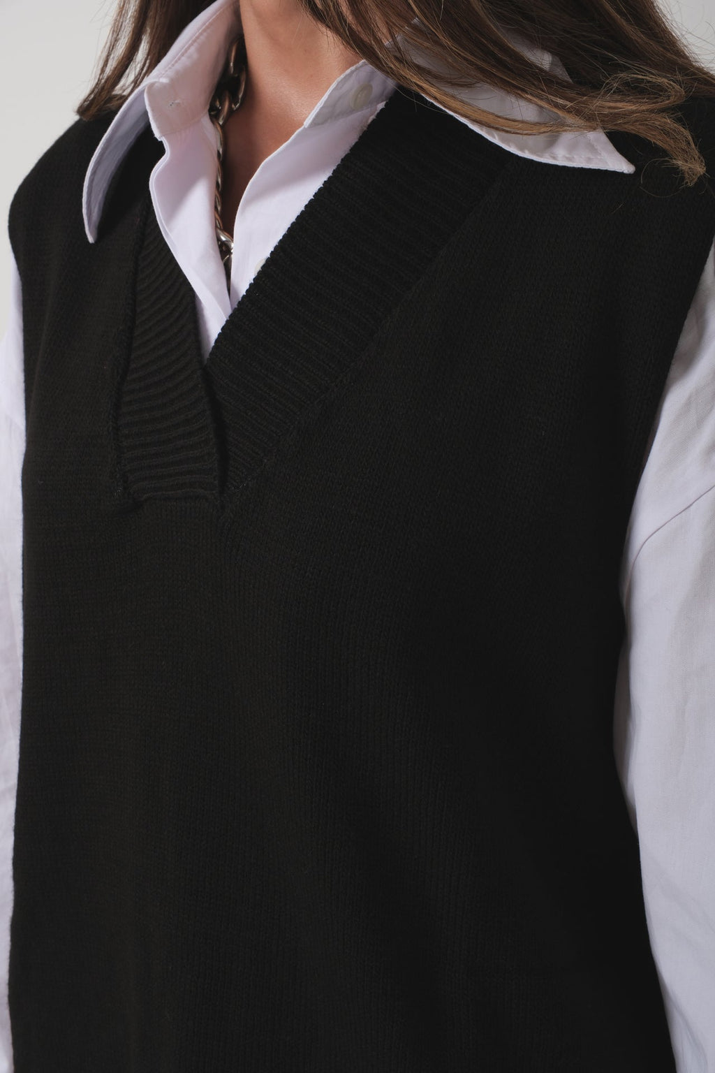 V-Neck Oversize Black Suveter