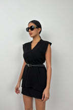 V-Neck Oversize Black Sweater Vest