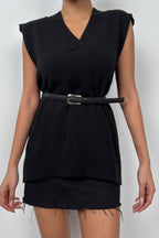V-Neck Oversize Black Sweater Vest