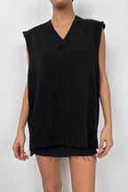 V-Neck Oversize Black Sweater Vest