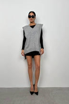 V-Neck Oversize Gray Sweater Vest