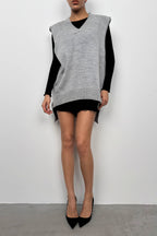 V-Neck Oversize Gray Sweater Vest