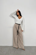 V-Neck Knit Ecru Bodysuit