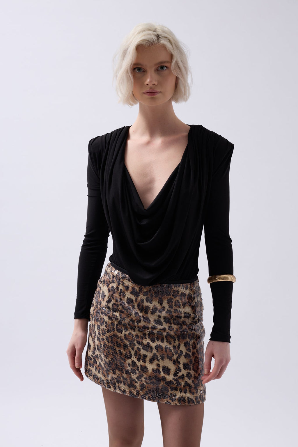 Vatkali Cowl Neck Black Bodysuit