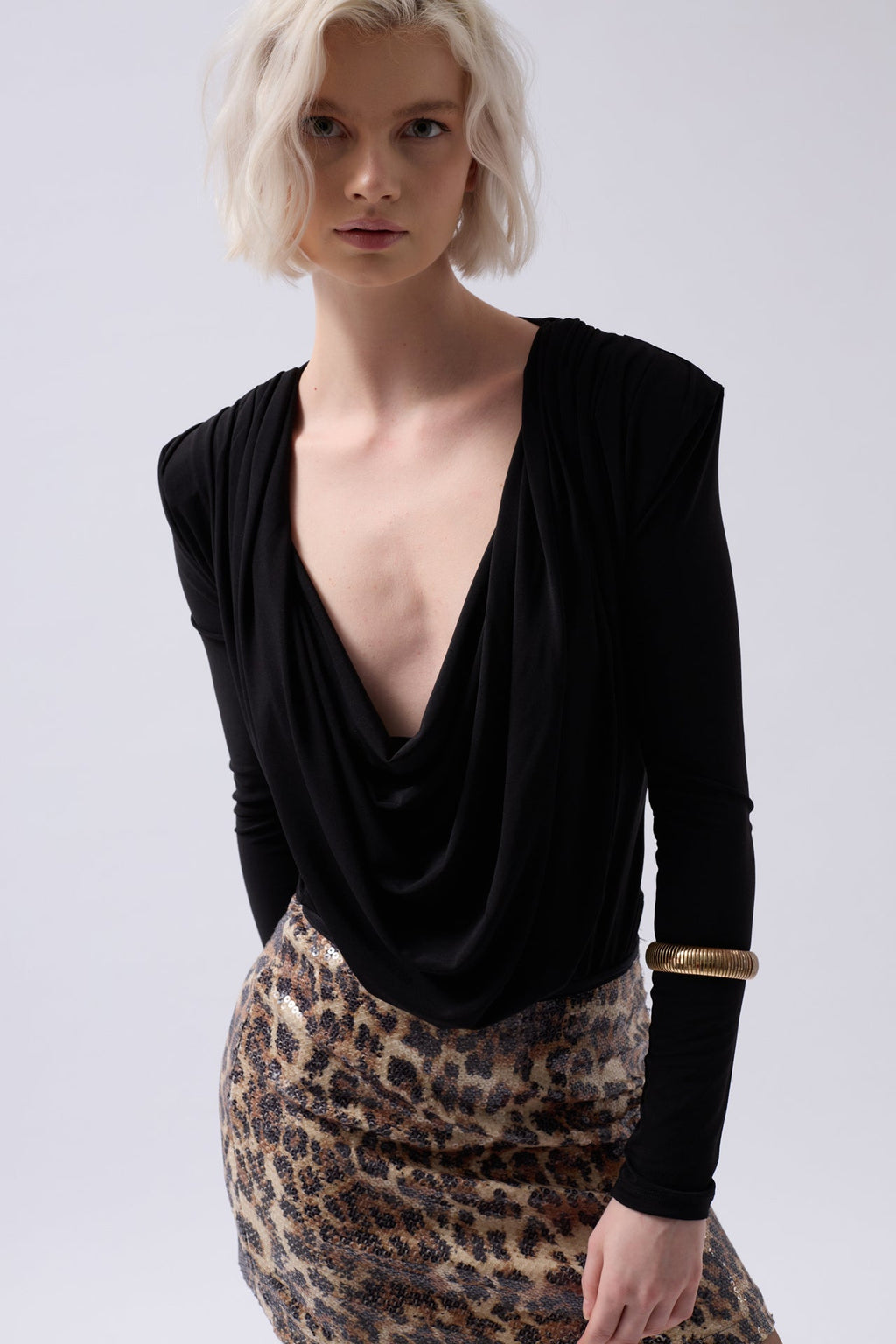 Vatkali Cowl Neck Black Bodysuit