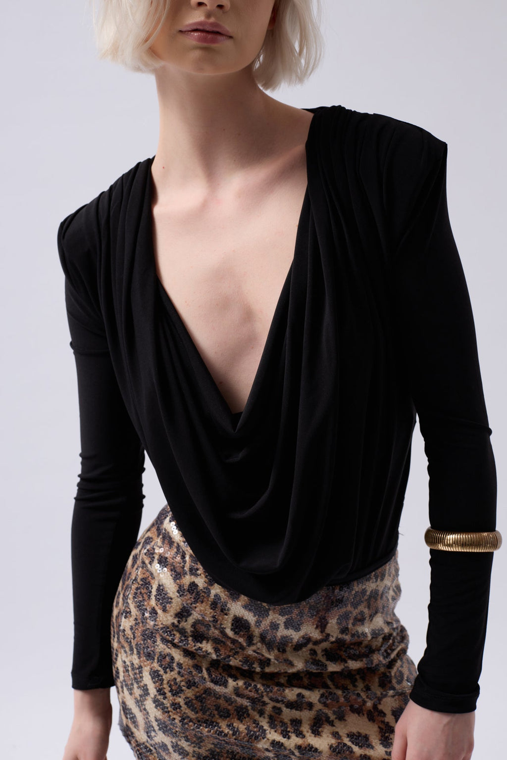 Vatkali Cowl Neck Black Bodysuit