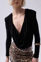 Vatkali Cowl Neck Black Bodysuit