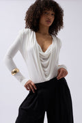 Vatkali Cowl Neck White Bodysuit