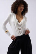 Vatkali Cowl Neck White Bodysuit