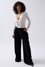Vatkali Cowl Neck White Bodysuit