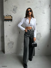 Wide Leg Gray Jeans