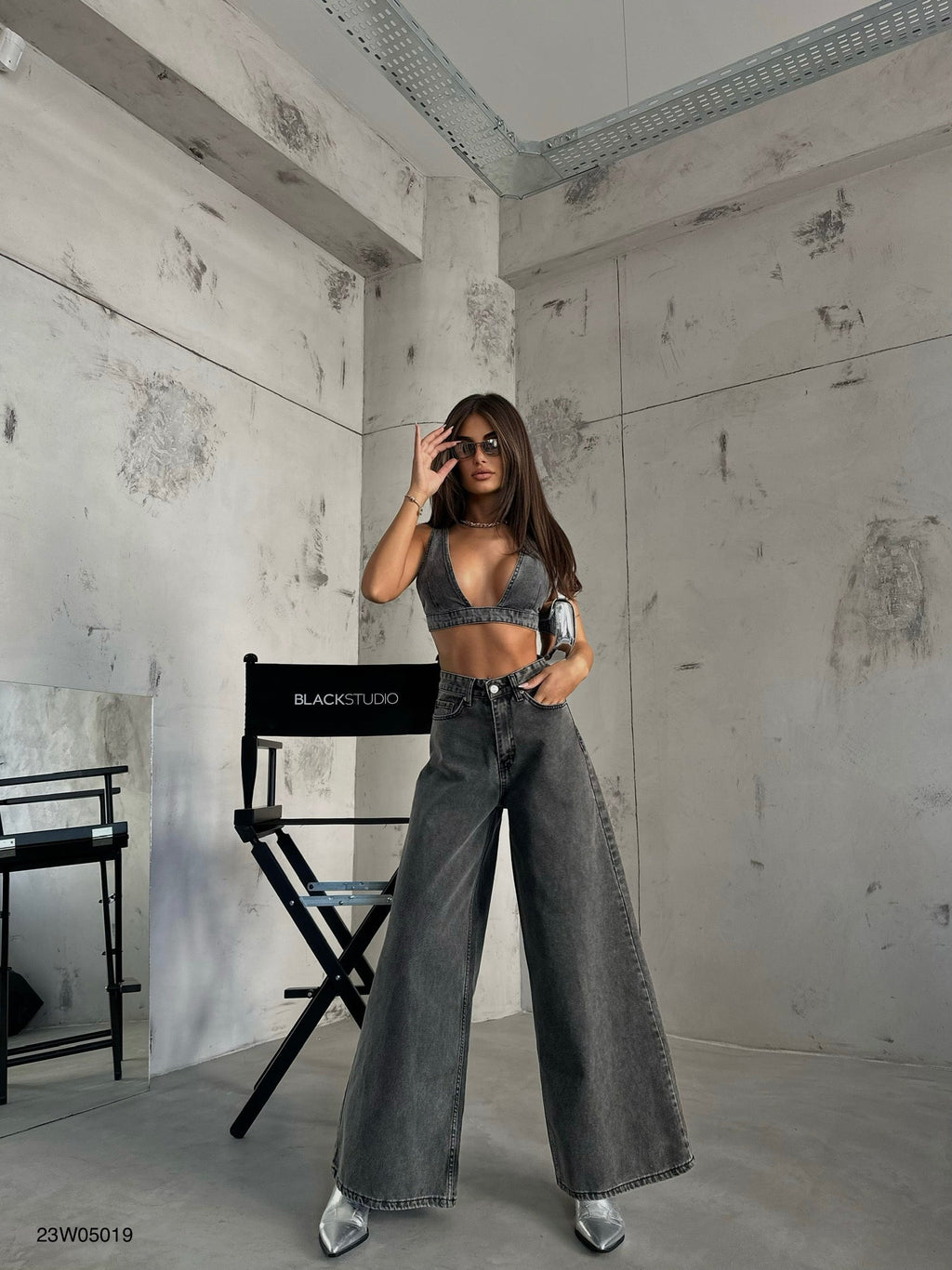 Wide Leg Gray Jeans