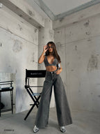 Wide Leg Gray Jeans