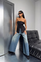 Wide Leg Washed Blue Jeanss