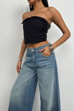 Wide Leg Washed Blue Jeanss