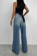 Wide Leg Washed Blue Jeanss
