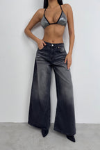 Wide Leg Washed Gray Jeanss