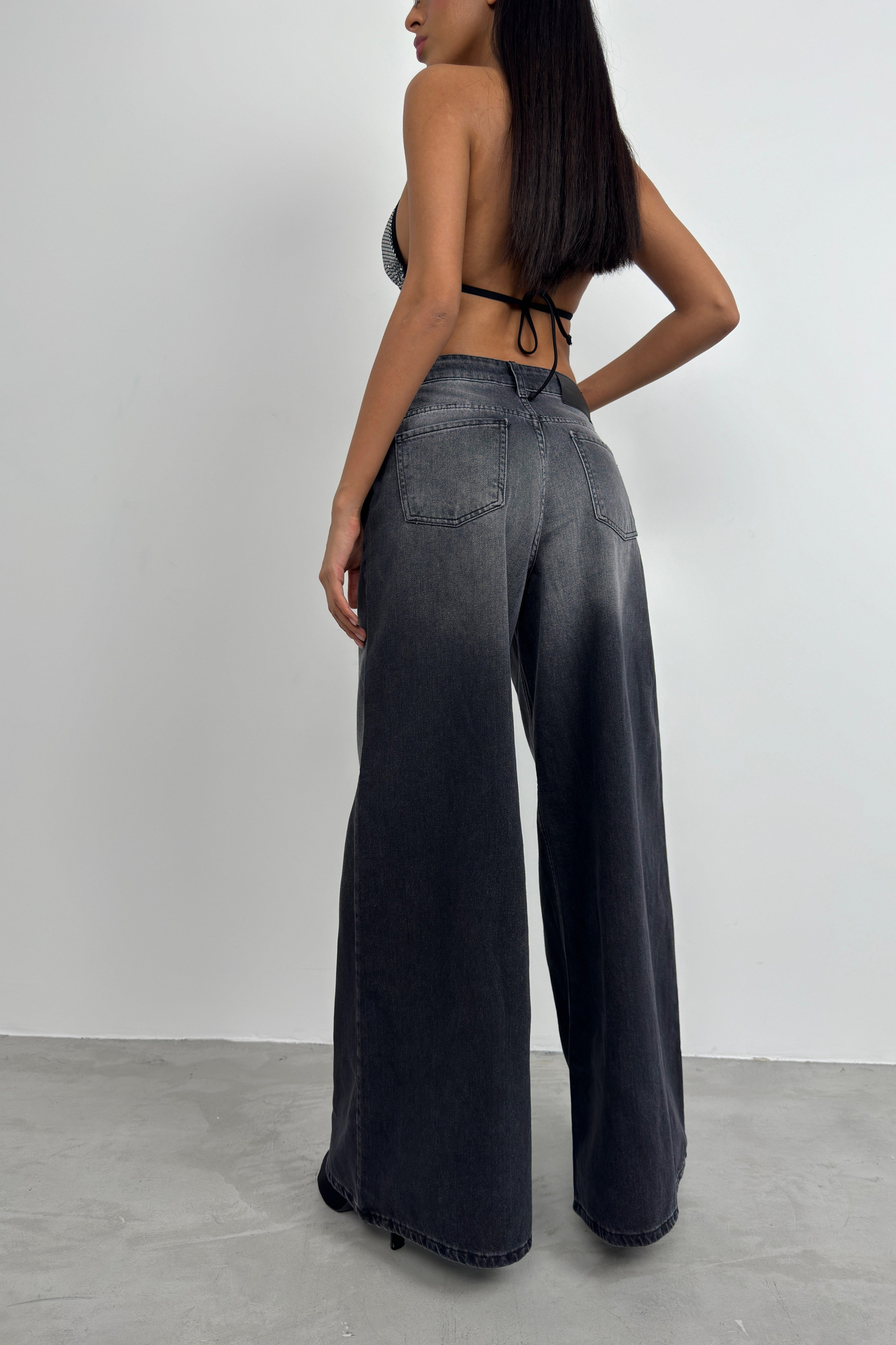 Wide Leg Washed Gray Jeanss